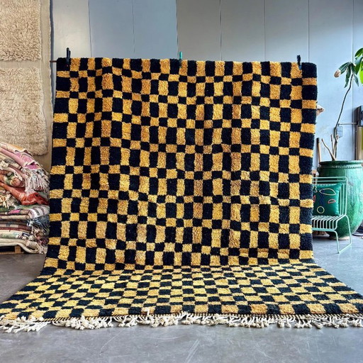 Moroccan Mrirt Rug 250x330 cm, Modern Orange and Black Rug, Authentic Moroccan Rug, Berber Carpet, Genuine Wool Rug, Handmade