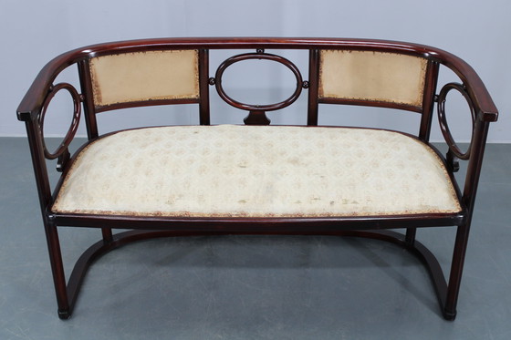 Image 1 of Beukenhouten bank en stoel