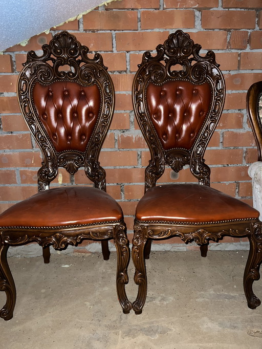 4 barok eetkamer stoelen leder