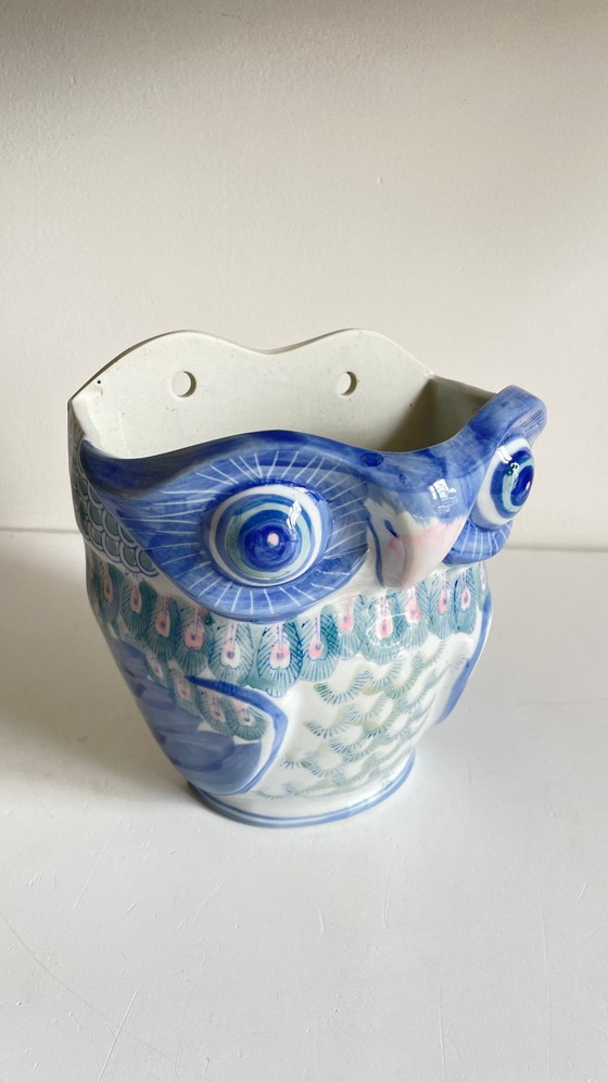 Image 1 of Vintage Chinese Porcelain Owl Planter