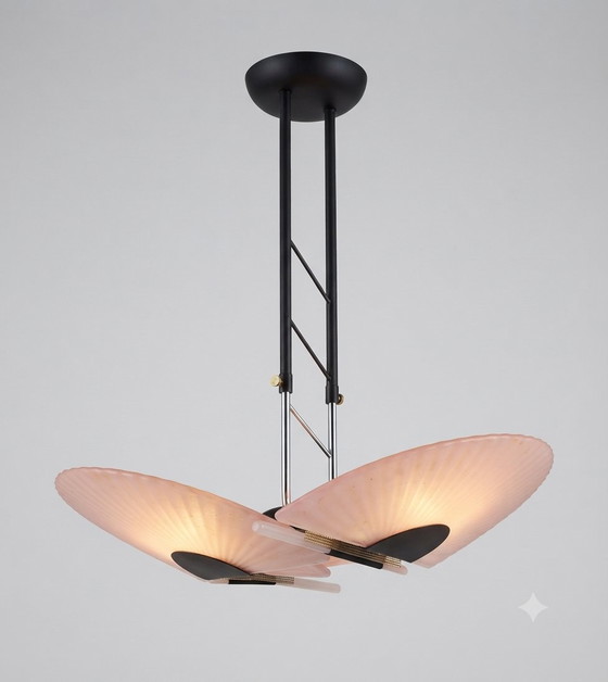 Postmoderne Kroonluchter Jaren '80 - Memphis Milano Stijl Design – Glass, Metal (photo 5 of 8)