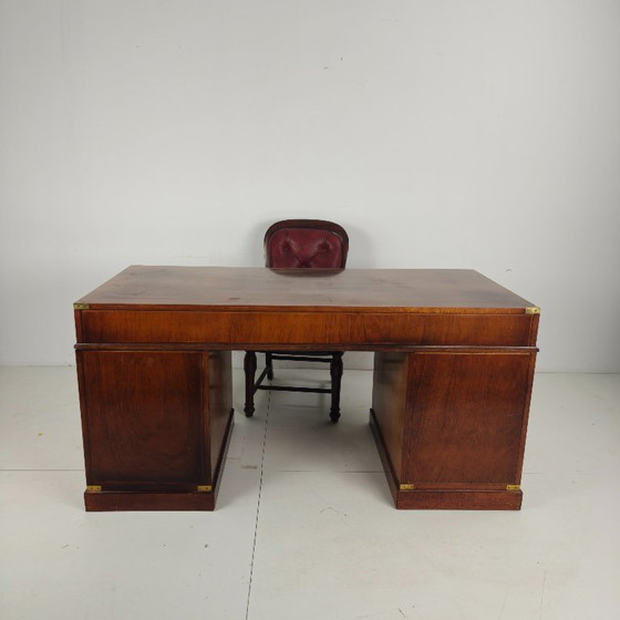 Image 1 of English campaign-style writing desk, late 20th century