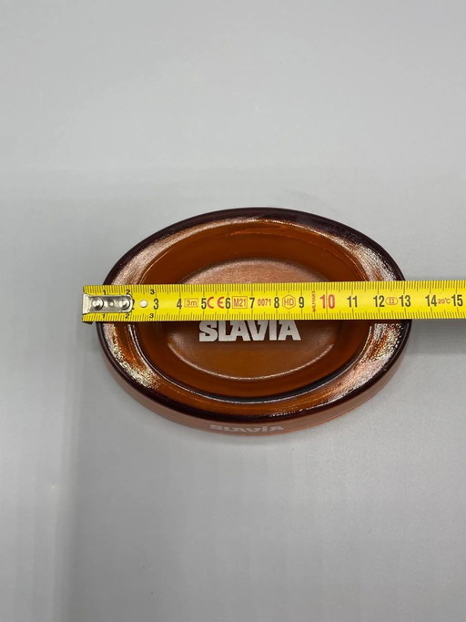 1960s Slavia Amber Glass Promotional Ashtray – glazen karaffen