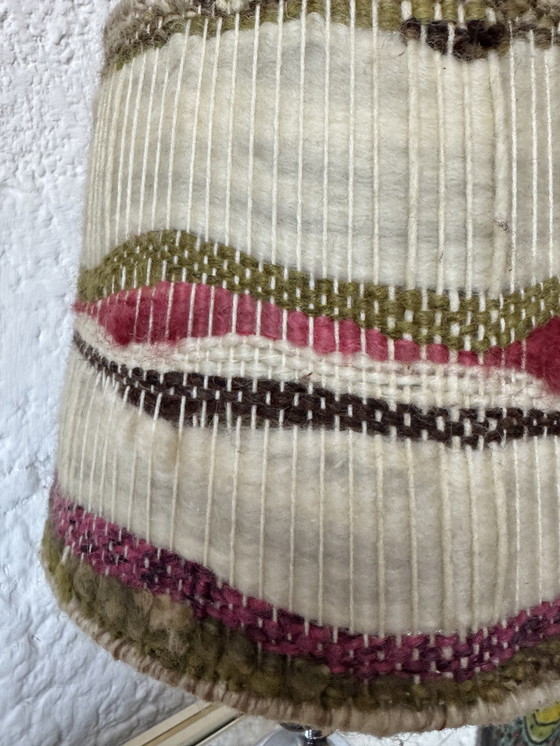 Image 1 of Lamp van chroom, hout en wol uit de jaren 70