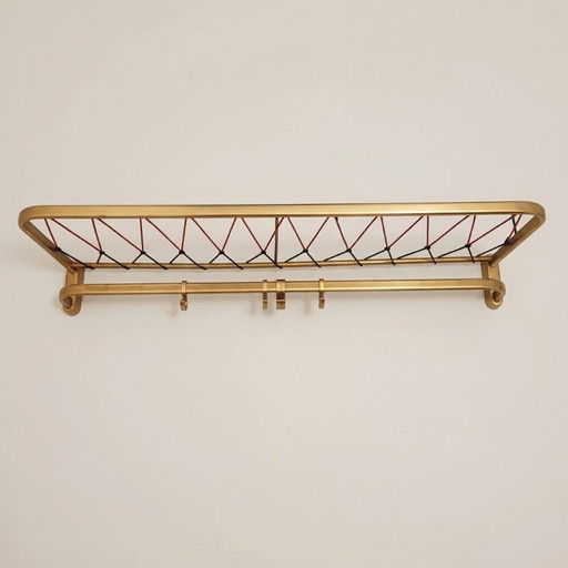 Wand-Kleiderständer, vergoldetes Aluminium und Scoubidou, 1950-60