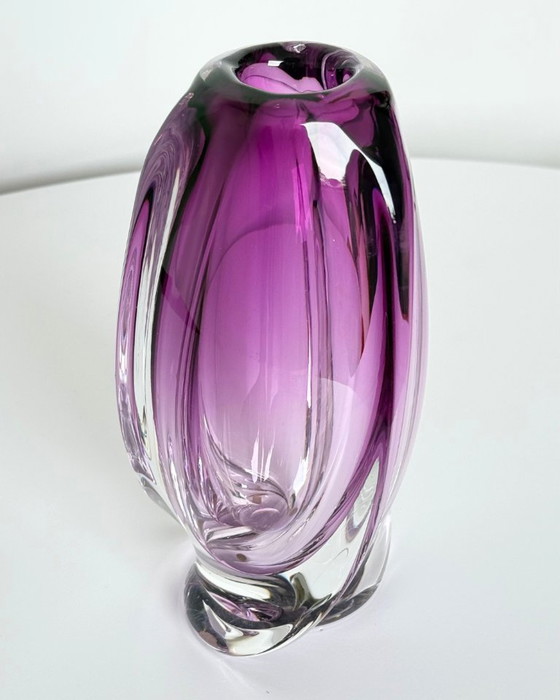 Image 1 of Val Saint Lambert “Milette” Crystal Vase by René Delvenne – Belgium, 1960s