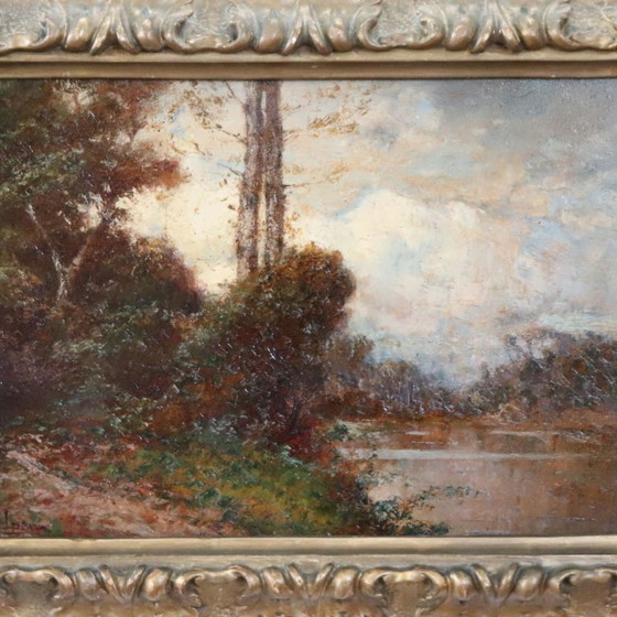 Oil Painting On Board Signed L. Clara, Italian Landscape, Early 20th Century – Paintings & Drawings, Wood (photo 4 of 15)