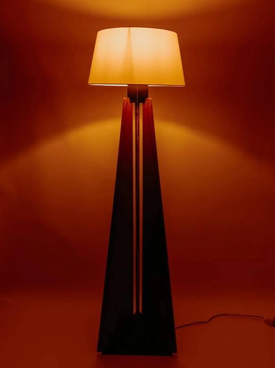 Art Deco floor lamp / Amsterdam School in oak, 1930s – Floor lights, Wood, Textile (photo 2 of 11)