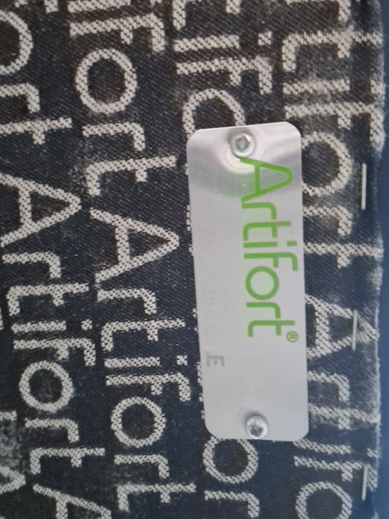 Image 1 of Artifort Kho Liang C684 blauw leren driezitsbank design bank gecappitioneerd