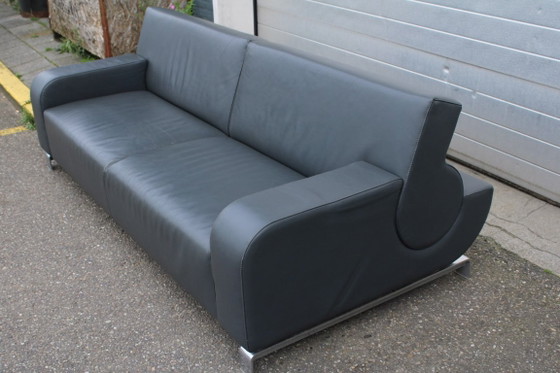 Leolux B-Flat Sofa - Grey Leather, Adjustable Backrests – 3-5 seaters, Metal (photo 2 of 6)
