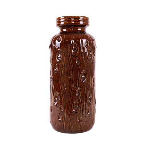 Brown ceramic vase, German design, 1960s, made in West Germany