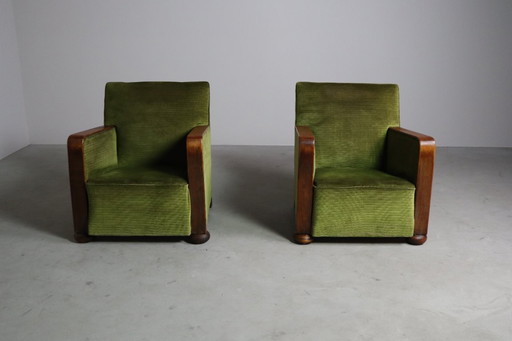 Coppia di poltrone club Art Déco, 1930 circa