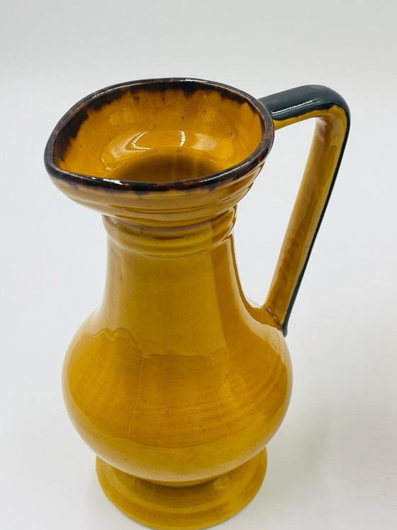 Image 1 of Pair of Vintage Coulobres Ochre Ceramic Vases