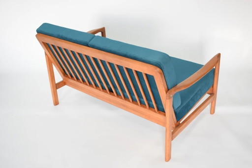 2-seater BZ sofa bed in blue velvet