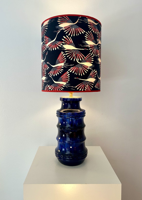 Image 1 of Large 1970s vase lamp with expressive glaze and typical pagoda shape