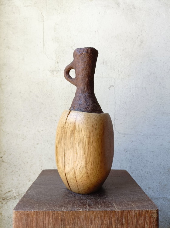 Image 1 of Vase/pitcher in carved solid oak