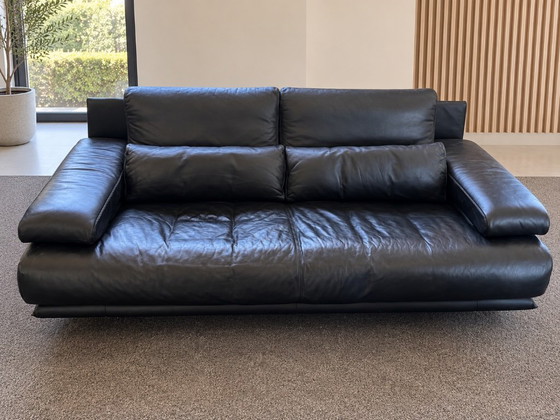 Rolf Benz 6500 2-Seater Sofa – Black Leather – Chrome (photo 8 of 10)