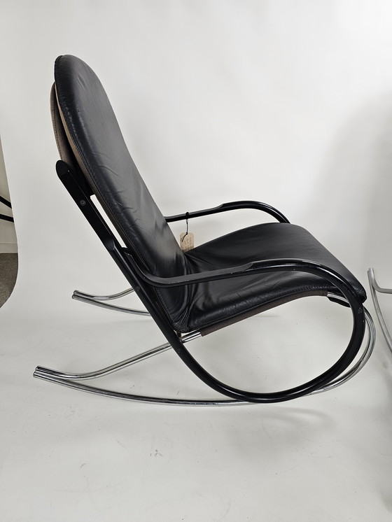 Image 1 of Two rocking chairs with 1 footstool design Paul Tuttle for Strässle model Nonna