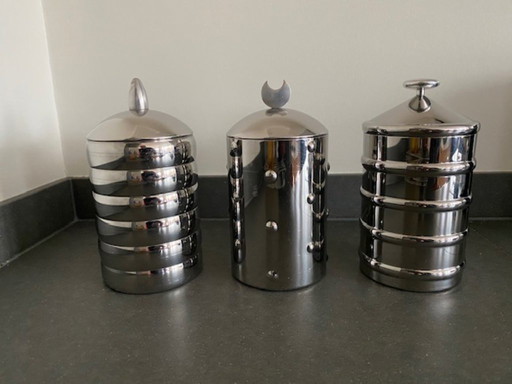Alessi 3 barattoli portaoggetti Kalisto Clare Brass
