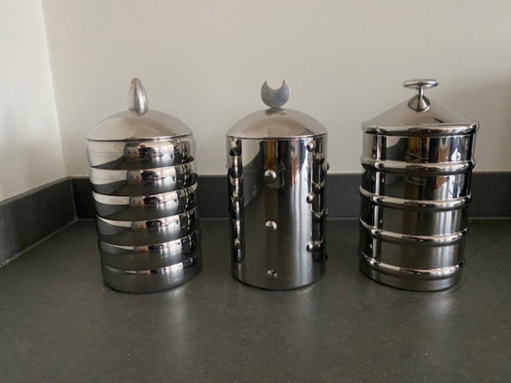 Image 1 of Alessi 3 barattoli portaoggetti Kalisto Clare Brass
