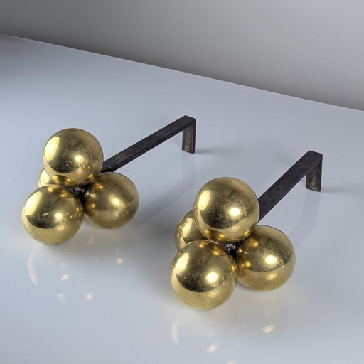 Alari in bronzo e ferro battuto di Jacques Adnet, anni '30