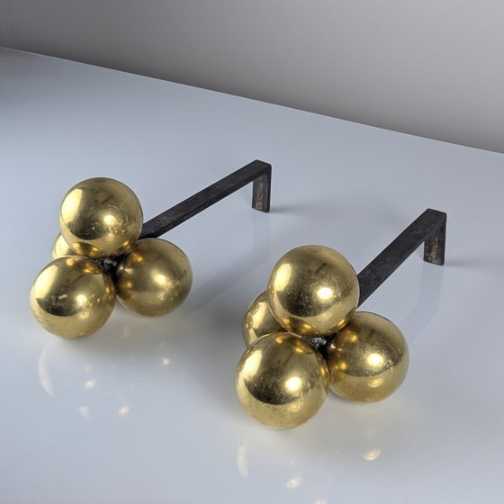 Image 1 of Alari in bronzo e ferro battuto di Jacques Adnet, anni '30