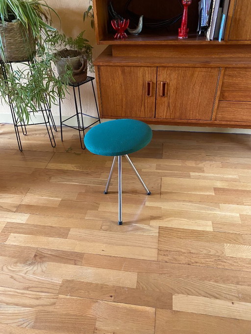 Vintage-Hocker aus den 1960er Jahren, grünes Tabouret