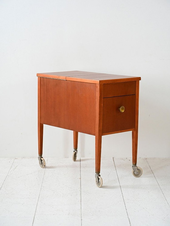 Image 1 of Scandinavian Vintage Mahogany Storage Trolley