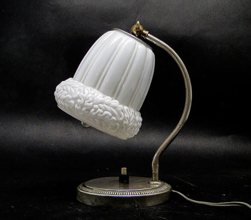 Bedside Lamp from Polam, Italy, 1950s – tafellampen, Glass, Metal