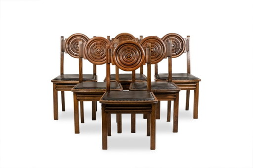 Étienne Kohlmann. Set aus 6 Stühlen im modernistischen Stil. 1960er Jahre.