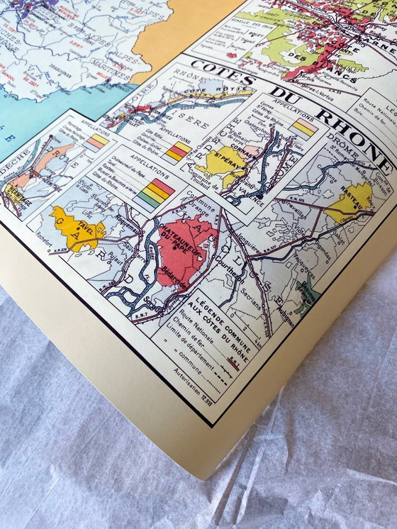 Image 1 of Vins de France 1949 - Carte vintage des Régions Vinicoles - (84.1 x 118.9 cm)