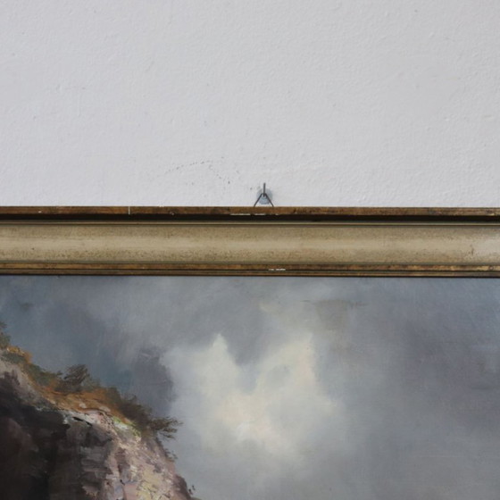 Image 1 of Seascape with Cliff, Oil Painting on Canvas, Italy 20th Century