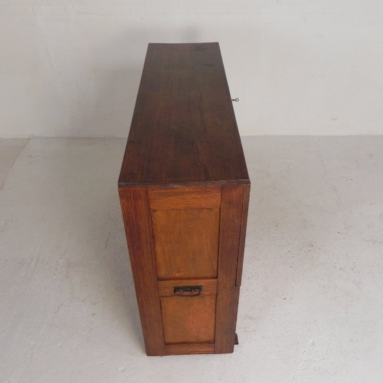 Kiefernholz-Schulplanschrank, Architektenschrank, Kartenschrank, 1930er Jahre – Aufbewahrungsschrank, Wood (photo 13 of 22)