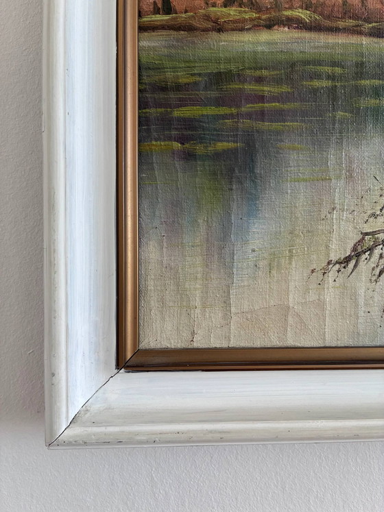 Image 1 of Vintage original forest landscape oil painting, circa 1960s