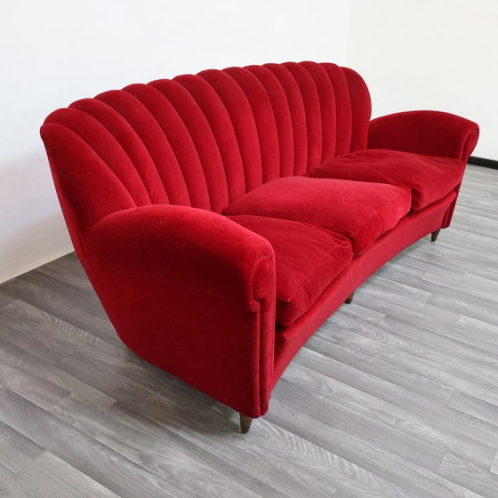 Image 1 of Sofá Art Déco Guglielmo Ulrich con diseño original de terciopelo de la década de 1940