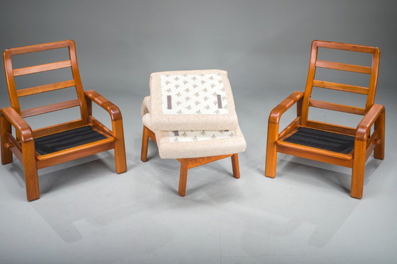 Image 1 of Sedie e ottomane danesi moderne di metà secolo in teak di HS Design, anni Sessanta, set di 3