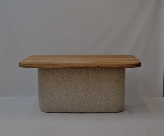 unieke sculpturale eetkamertafel van eikenhout en wol, zachte zaken, Eettafels, Bruin, Modern (foto 4 van 9)