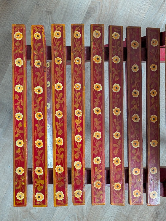 Image 1 of Poltrona pieghevole vintage dipinta a mano – Sud asiatico/pakistano – metà del XX secolo