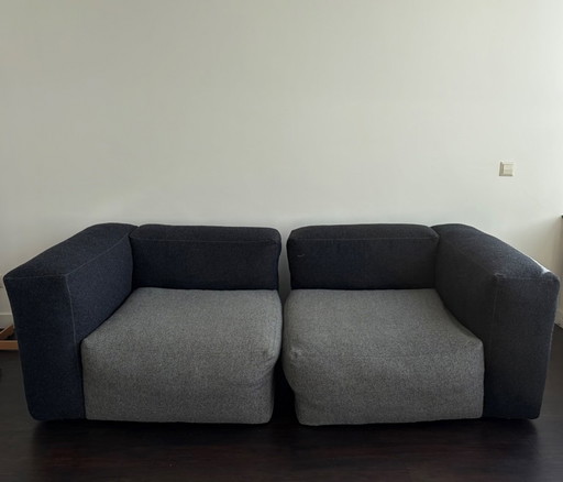 Modulare Sofa-Elemente, zwei Stück, grauer Textil