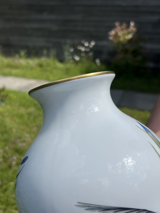 Image 1 of Franklin Porcelain The Garden Bird Vase & The Meadowland Bird Vase 