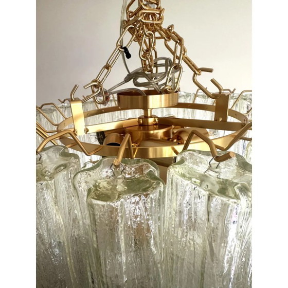 Image 1 of Plafoniera italiana in vetro di Murano con decorazione “Tronchi”.