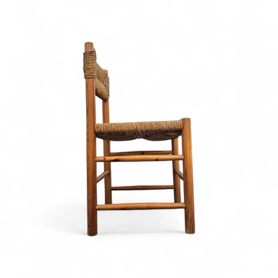 2 x pine wood woven reed dining chairs / France 1950s (photo 9 of 40)