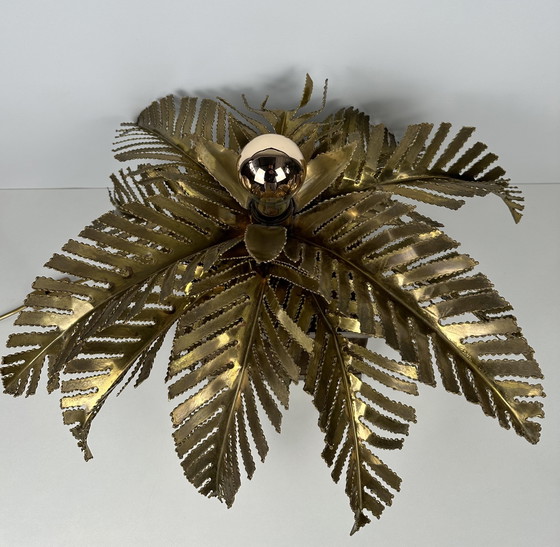 Image 1 of Vintage messing palm tafellamp - Maison Jansen