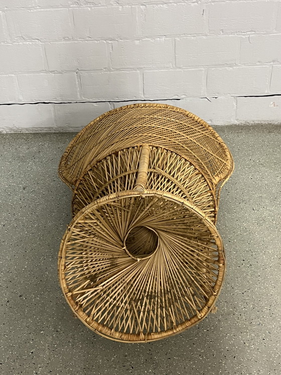 Image 1 of Sedia vintage in rattan a forma di pavone / Stile Rohé Noordwolde / Anni '60-'70 / Sedia a pavone