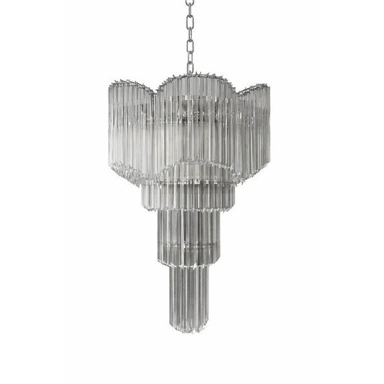 Image 1 of “Lampadario Sputnik in vetro di Murano ispirato al Décò – Design italiano ‘Quadriedro Spyral’”