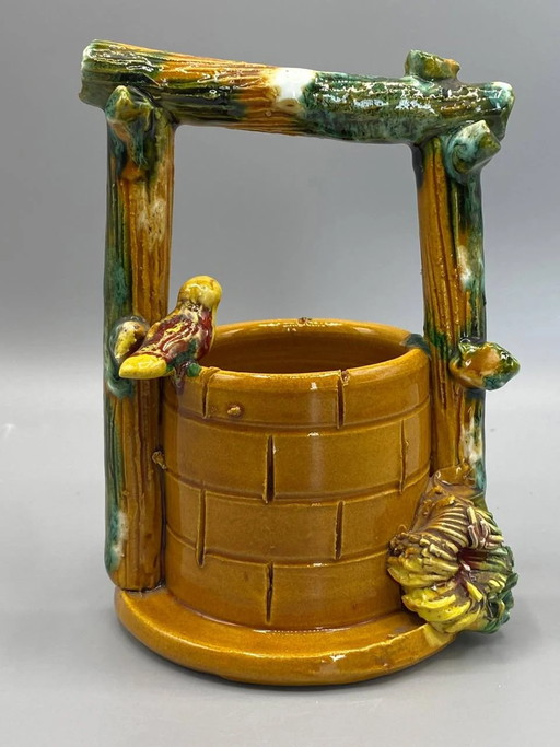 Vintage Vallauris Slipware Decorative Well – Provençal Scene – 1950s-1970s – servies
