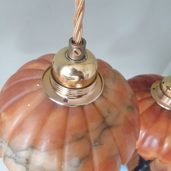 Set de Suspensions Vintage en Marbre Marron, Rouge, Ambre – Marble, Metal (photo 9 of 23)