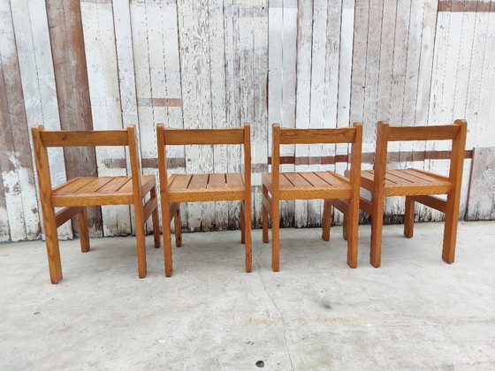 Image 1 of Minimalistische Holzstühle, 1970er Jahre, Satz von 4