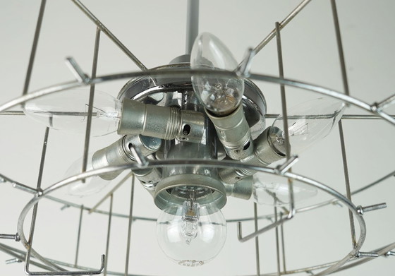 Image 1 of elegant kinkeldey mid century CHANDELIER pendant light crystal glass and chrome plated metal with 66 glass prisms 1960s