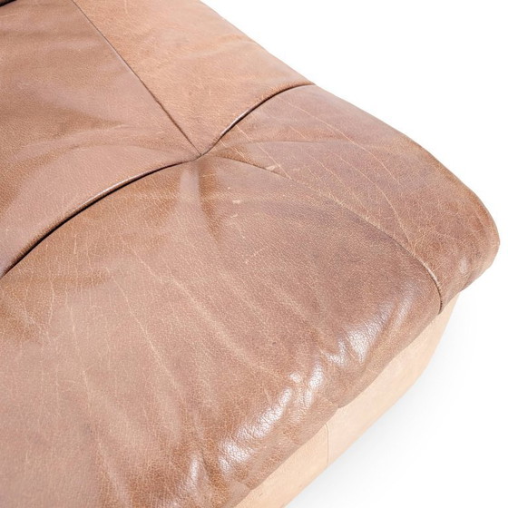 Image 1 of Canapé d'angle modulable original style Mid-Century, en cuir marron